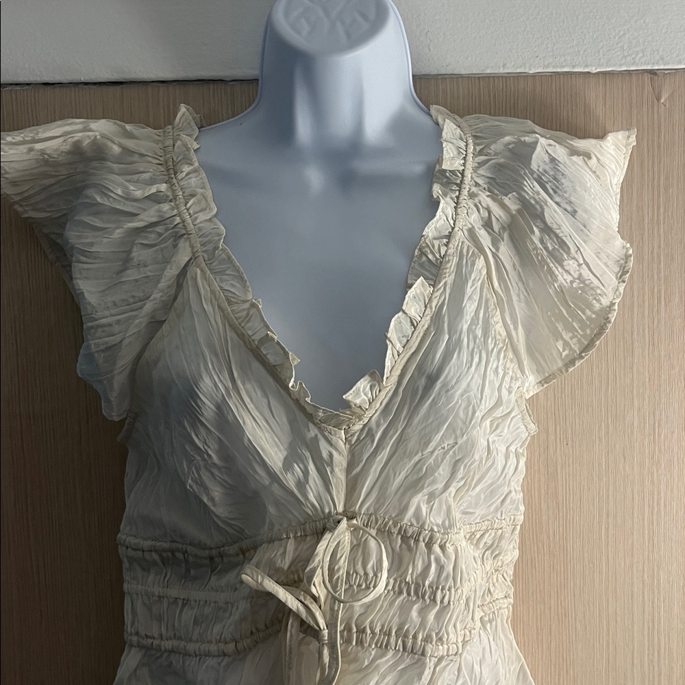 J. Crew Ivory Ruffle V-Neck Peplum Blouse - Picture 3 of 7